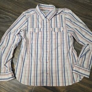 COLUMBIA‎ Omni-shade Pink Plaid Long Sleeve Button Shirt Women's size M